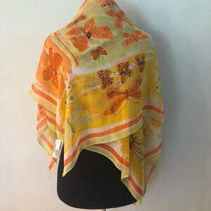 44” Square Large Vera for Target Orange Butterfly Chiffon Scarf